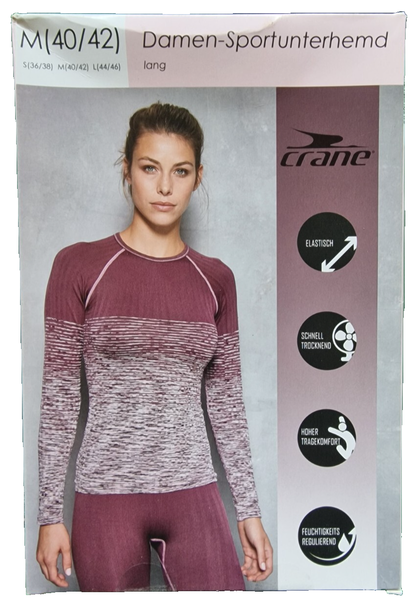 Crane Damen-Sportunterhemd, M(40/42) langarm